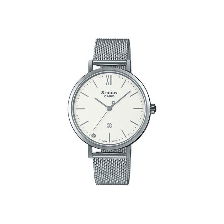 CASIO Women s SHEEN White Watch SHE-4539M-7AUPR Silver Watch Case