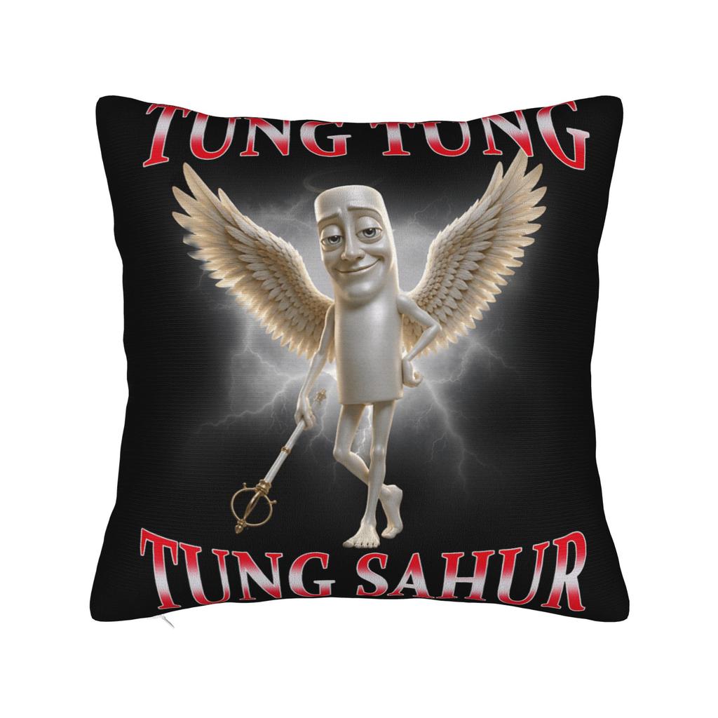 Tung Tung Tung Sahur chasing Tralalero Tralala Pillow Case Graphic Pillow Cover For Living Room Sofa Funny Pillowcases
