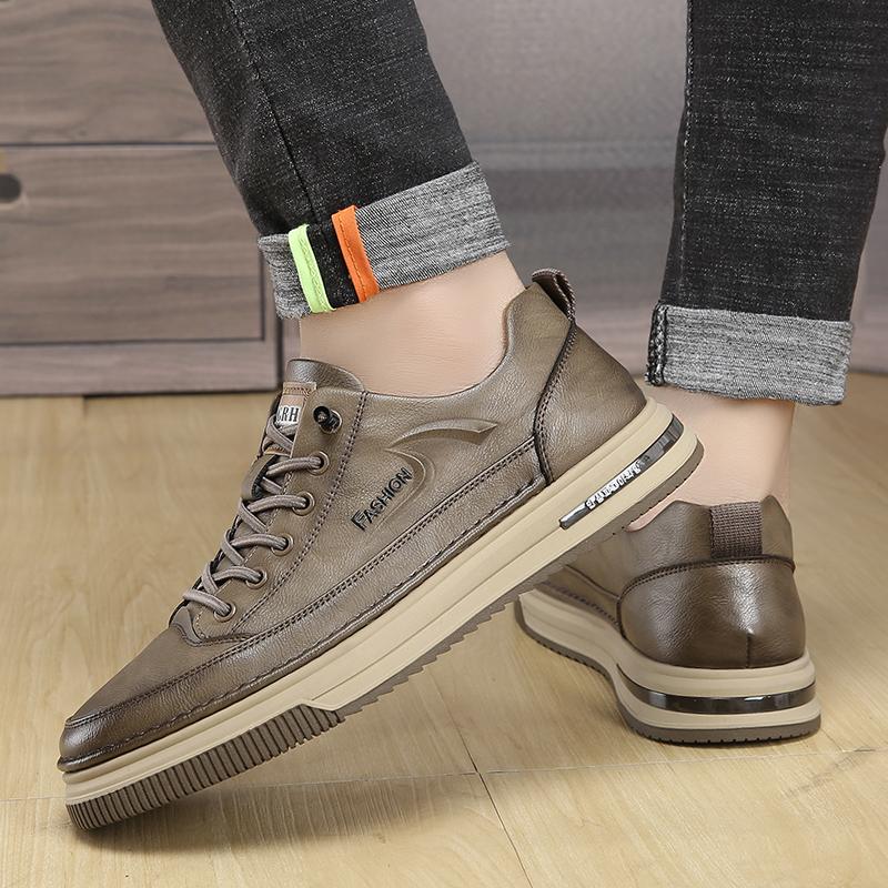 Zapatos Casuales de Hombre de Alta Calidad Zapatillas Transpirables para Hombre con Cordones Zapatos Planos de Cuero para Hombre Cómodos Zapatos de Skate para Hombre Calzado Masculino