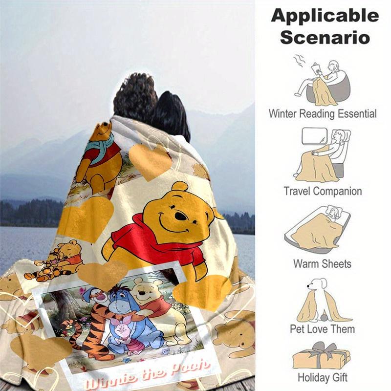 1pc. Cartoon Winnie the Pooh Blanket, Seasonal Universal Home Decor Gift for Friends and Family,Soft Flannel Throw Blanket, Versatile & Cozy