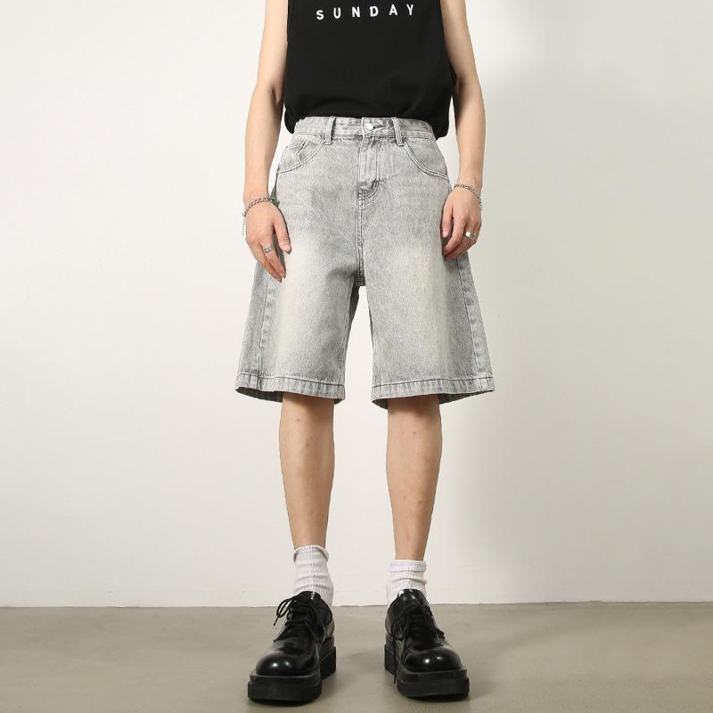 Vintage Pánské Džíny High Streets Široké Kalhoty Pánské Letní Baggy Džíny Džínové Šortky Streetwear Délka Ke Kolenům Krátké