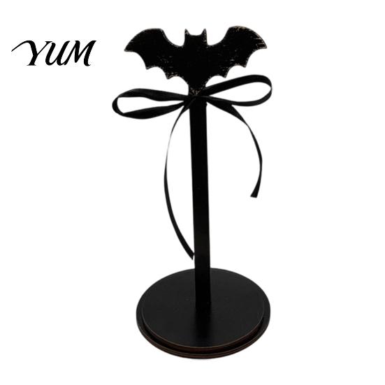 Wooden Kitchen Roll Stand Halloween Paper Towel Holder, Ghost/Pumpkin/Witch's Hat/Bat Decor, Vertical Holder Durable Wood Standing Reel for Countertop
