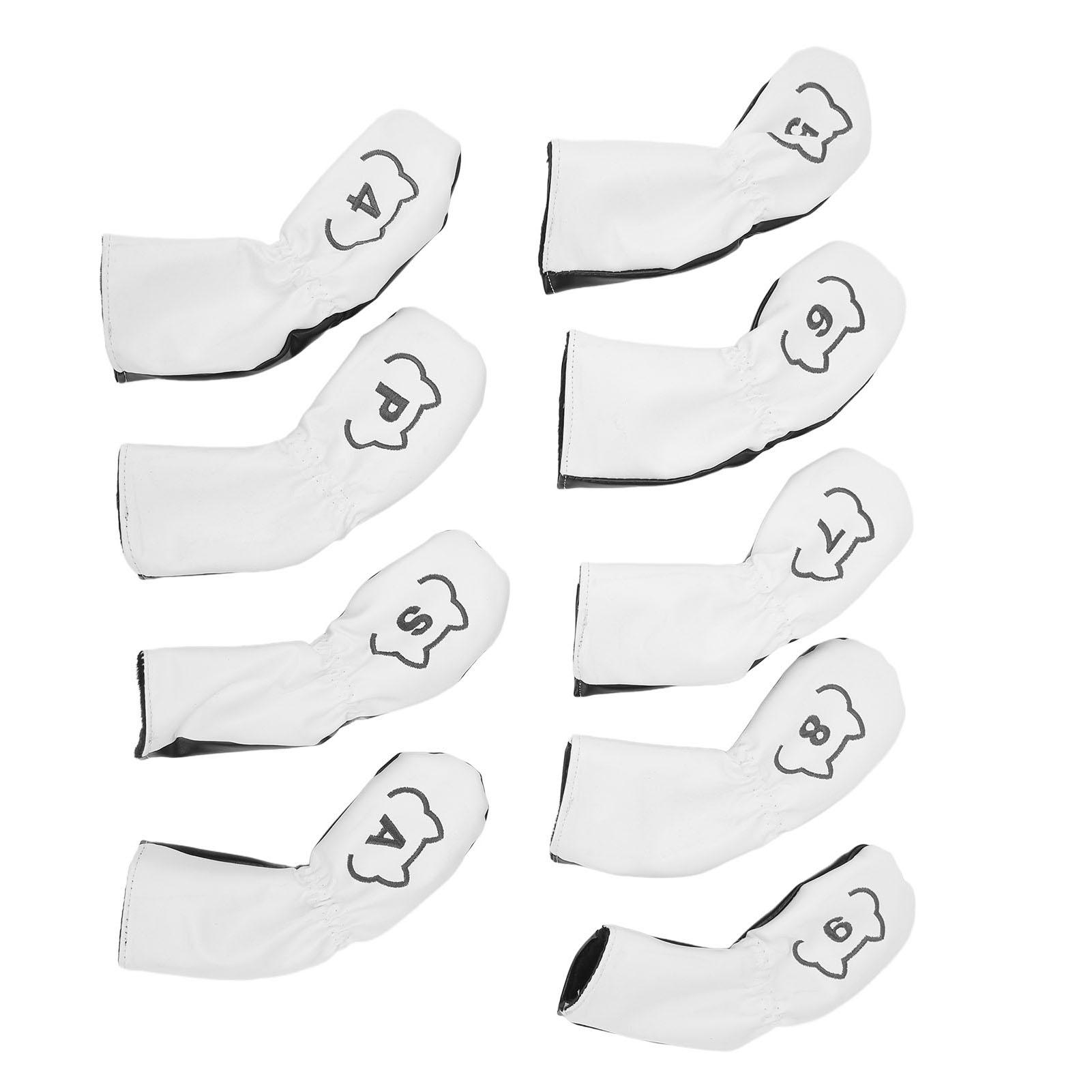 

9PCS Golf Club Head Cover PU Waterproof Double Sided Embroidery Protective Golf Head Cover for Training Black and White черный белый