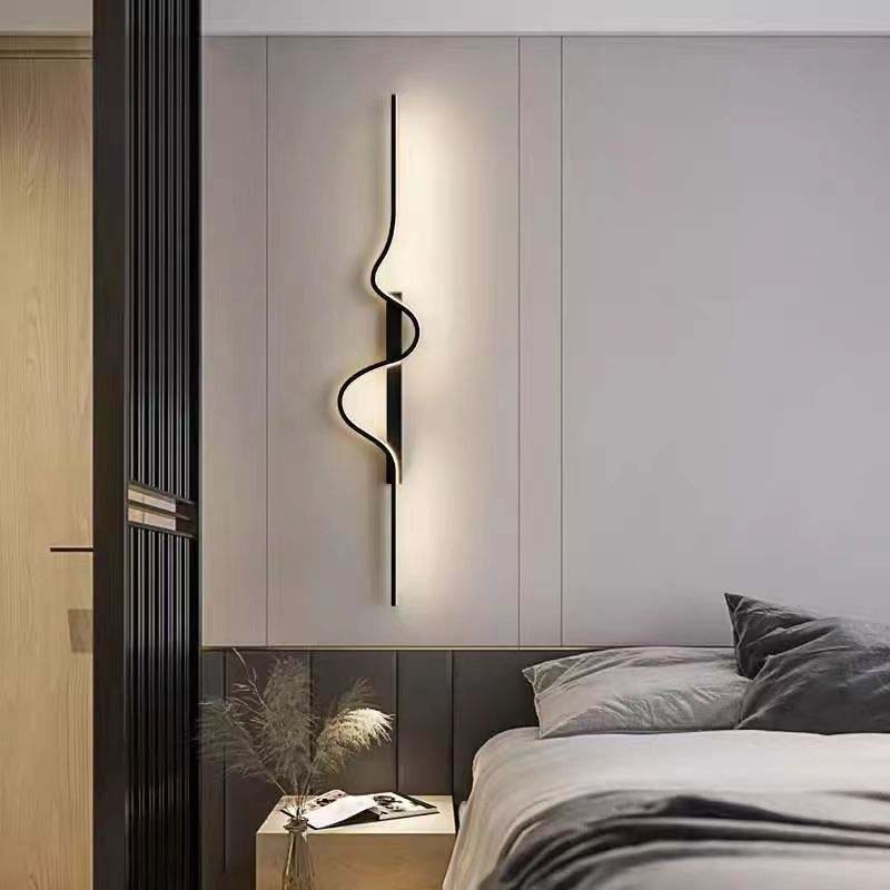 Creative Minimalist Long Strip Light Living Room Sofa Background Wall Light Bedroom Bedside Wave-shaped Decorative Light