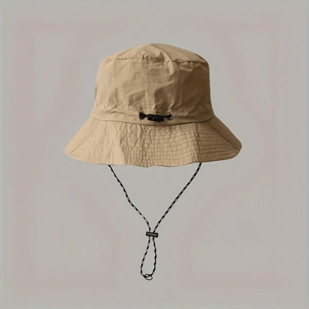 1pc Quick-Dry Foldable Bucket Hat With Sun Protection - Unisex, Adjustable Drawstring, Lightweight Polyester Cap For Fishing