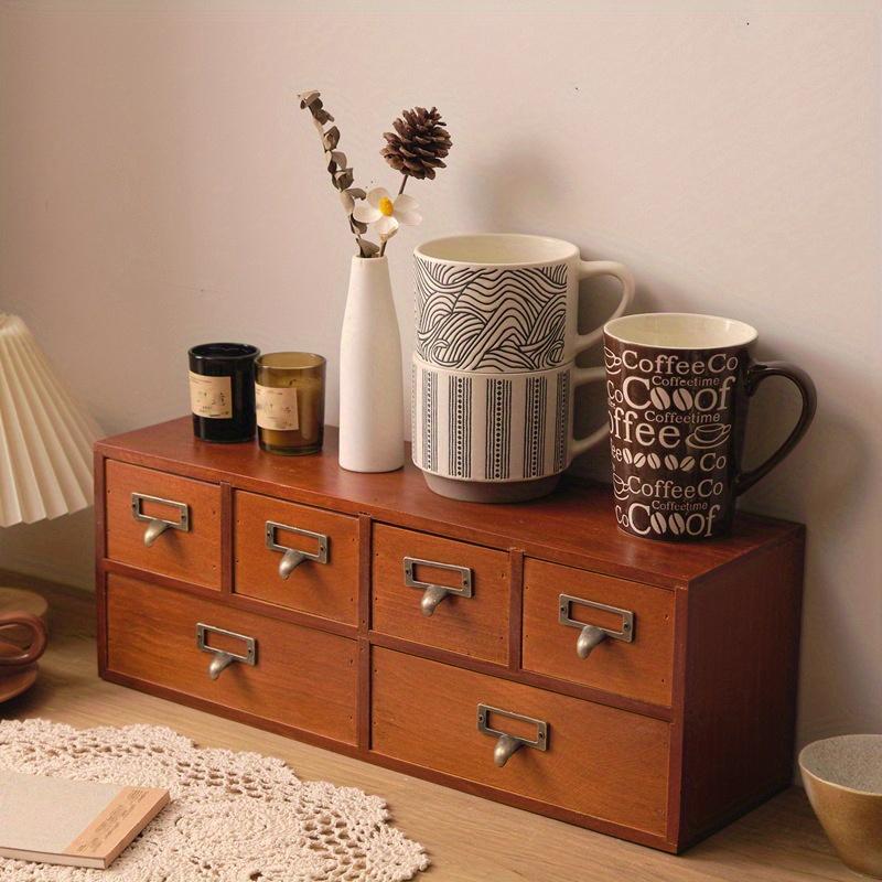 1 buc. 6 sertare Retro Lemn de birou condimente&cafea&medicamente&articole Raft sertar, Organizator dulap pentru depozitare birou&acasă&cameră de studiu.