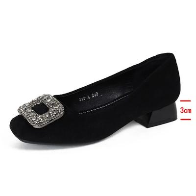 Tocuri înalte pentru femei 3CM/5CM cu vârf pătrat, pantofi cu toc mediu, luxos din catifea, cu cataramă pătrată, toc bloc, slip-on, pantofi subțiri pentru doamne de birou