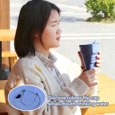 Taza de Viaje de Silicona Plegable 12oz Taza de Café Portátil Plegable para Camping Senderismo Desplazamientos Botella de Agua Ecológica a Prueba de Fugas con Boca Ancha