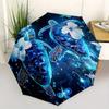 Turtle Flowers Theme 8 Bone Hand Automatic Folding Fashion umbrella, Compact and Portable Design, A Perfect Gift for Birthday, Christmas or