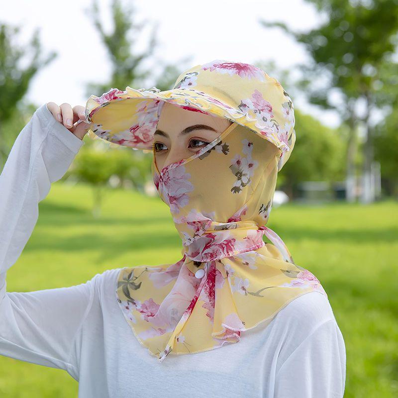 Pălărie de soare de vară pentru femei, pentru ciclism, în aer liber, pentru femei, care acoperă fața, protecție UV, pălărie de plajă cu margine mare