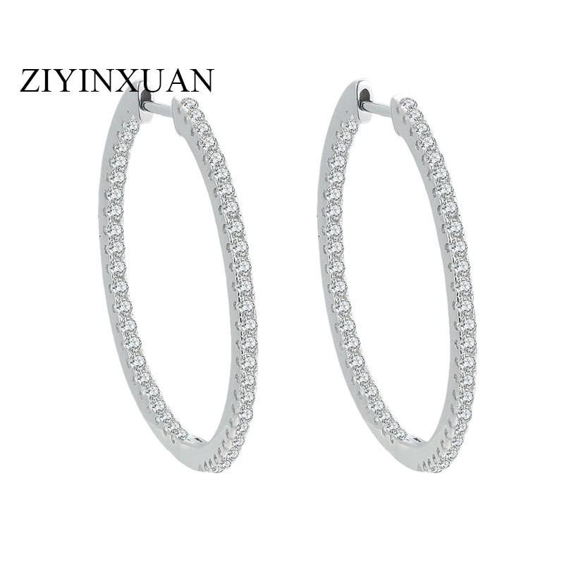 Sterling Moissanite Circle Earrings Women Minimalist Geometric Hoop Jewelry Fashion OL Accessory 925 Sterling Silver