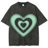 Gewaschenes Herz T-Shirt Unisex Lässig Baumwolle Kurzarm T-Shirts Hip Hop Vintage T-Shirt Herren Damen Kleidung Sommer Oberteile