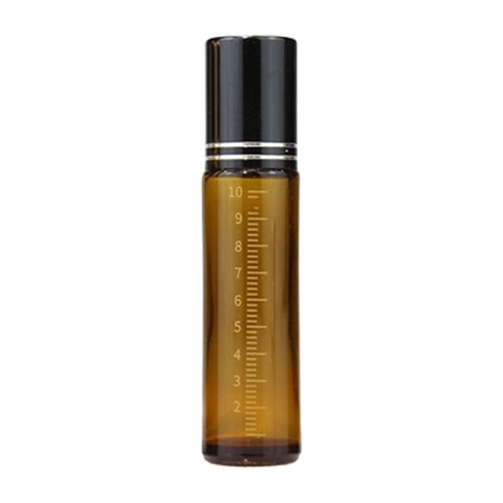 10ml Amber Glass Roller Bottle Scaled Essential Oil Roll On Bottle Sample Test Essential Oil Vials with Stainless Steel Roller