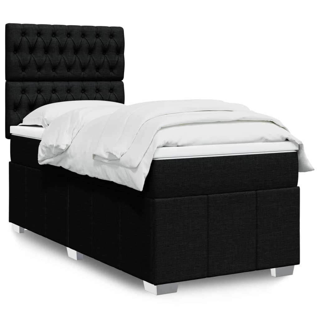 Vidaxl Kontinentalbett Mit Matratze, Schwarz, Stoff, 80X200 Cm
