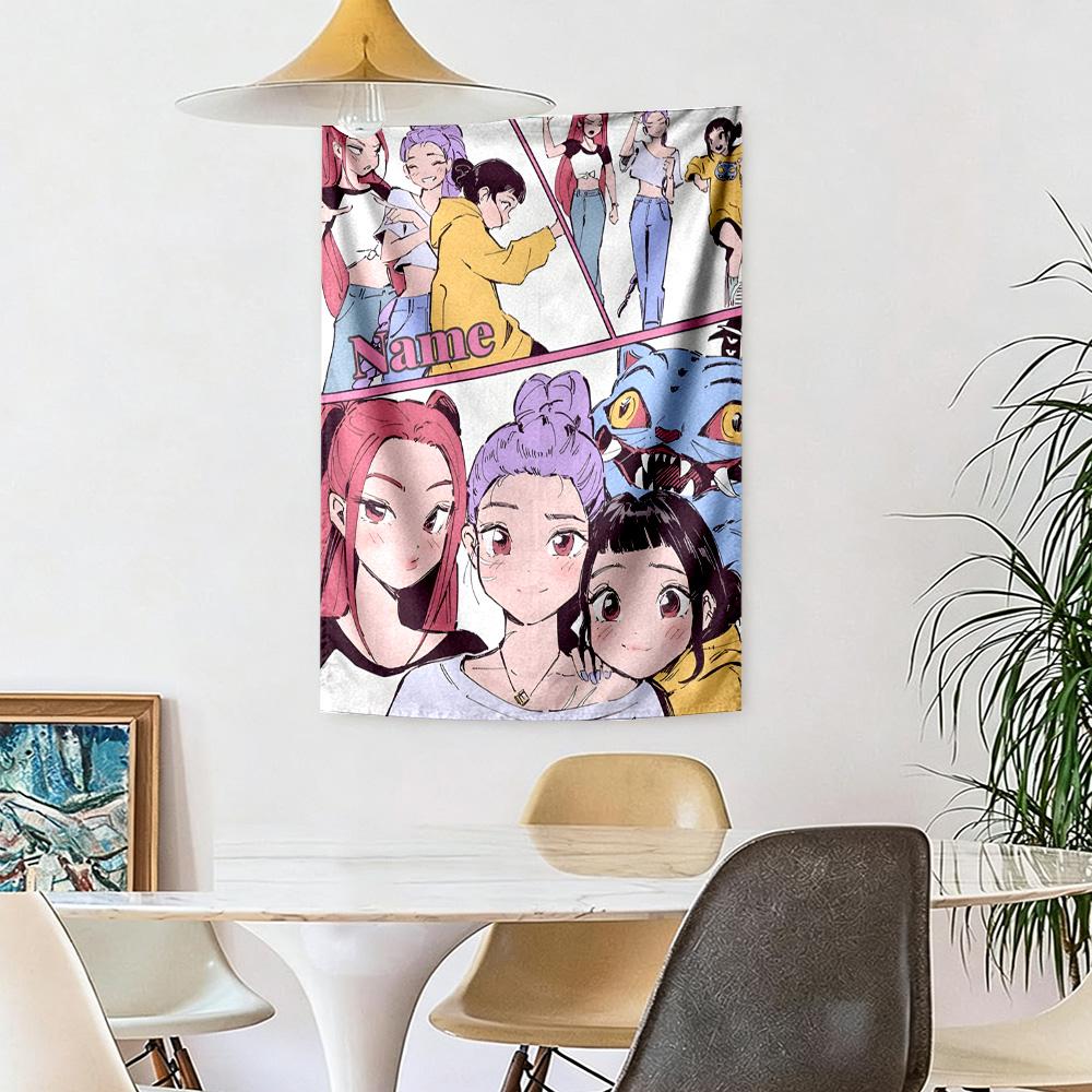 Kpop Demon Hunters Custom Your Name Wall Decor Tapestry Art For Pet Memorial Birthdaywedding Party Backdrop Family Gift
