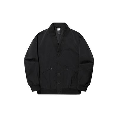 Li Ning X Jackie Chan Collaboration Kung Fu Series Solid Color Single-Breasted V-Neck Pullover Sports Jacket Men Jacket Black AJDU101-1