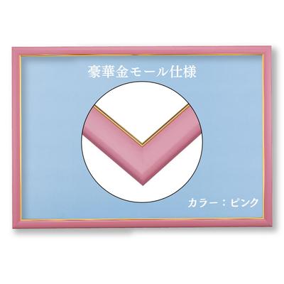 [Made In Japan] [Wall Hanging String Included] Wooden Gold Molding Puzzle Frame 49x72cm (Panel No. 10-D) Pink [UV Protectionno Tools