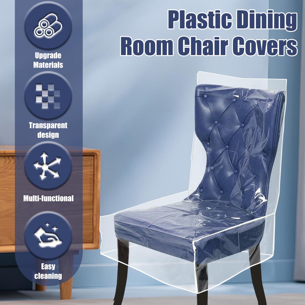 6Pcs Transparent Plastic Chair Cover PVC Waterproof And Dustproof Chair Slipcover Dining Chair Protector for Home Coffee Shop