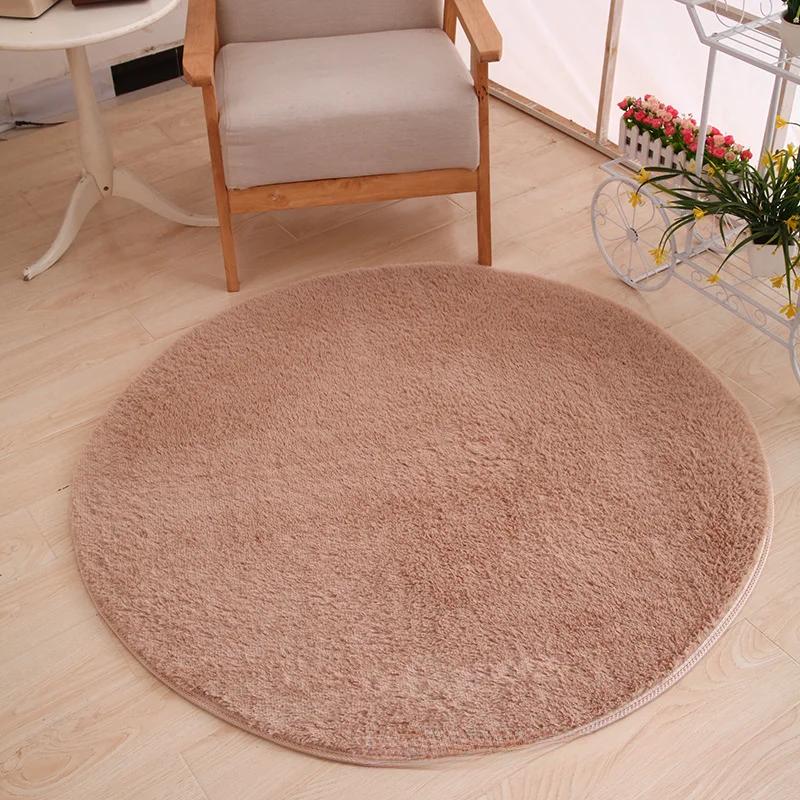 Thick Silk Carpet Floor Mat Fluffy Tender Comfortable Solid Simple Daily Living Room Bedroom Round Skin-friendly Household Ins