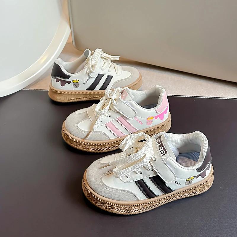 Children's Skate Shoes Girls White Sneakers 2024 Spring New Fashion Boys Canvas Shoes Kids Sports Shoes Unisex Casual Sneakers