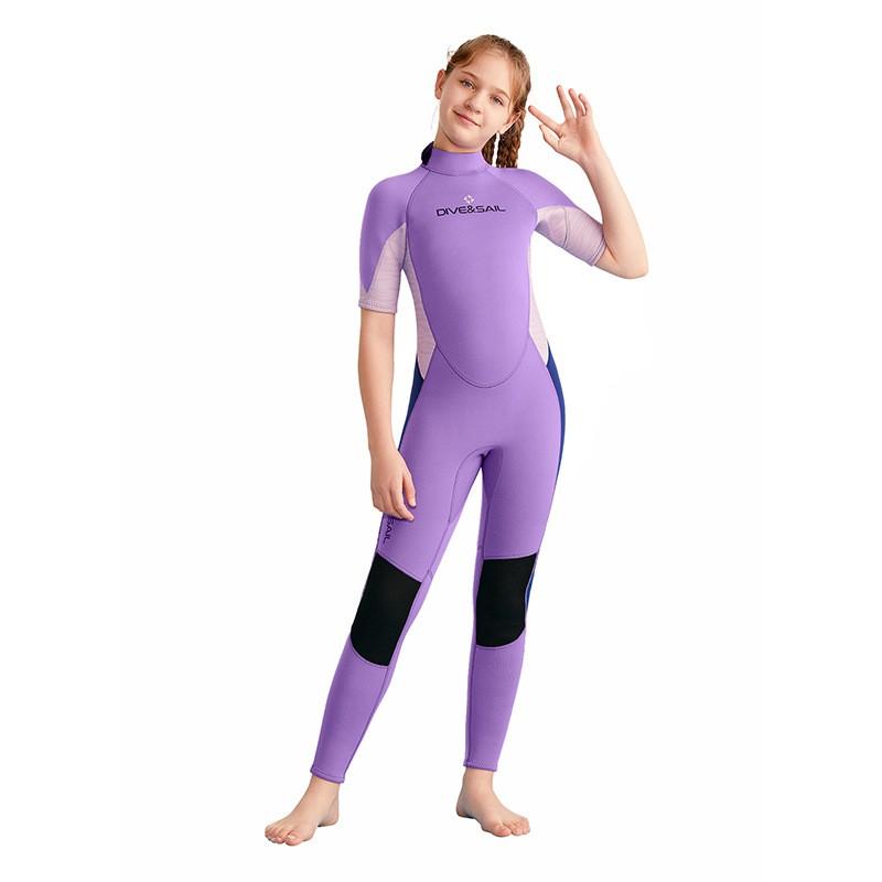 2.5mm Neoprene Kids Wetsuit Short Sleeve Full Body Dive Suit Snorkeling Surfing Winter Swimming