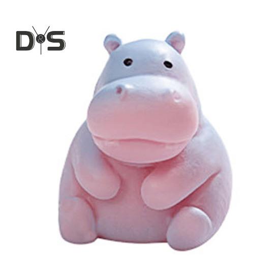 Miniature Hippopotamus Figurine Mini Cartoon Hippo Ornament DIY Microlandscape Fairy Garden Animal Resin Statue Decoration Ornament
