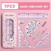 7/8PCS Straight Ruler Ruler Compasses Set Set Square Stationery Ruler Set  Office School