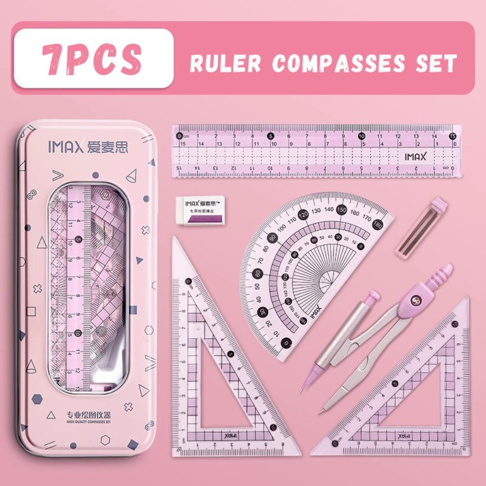 7/8PCS Straight Ruler Ruler Compasses Set Set Square Stationery Ruler Set Office School