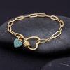 Nidin Hot Sale Romantic Heart Bracelets Pendant Link Chain Bracelet for Women Men Copper Cubic Zirconia Party Wedding Jewelry
