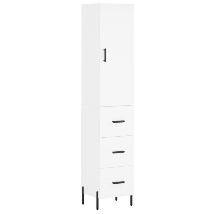 VidaXL Buffet haut Blanc 34,5x34x180 cm Bois d'ingénierie 3198857