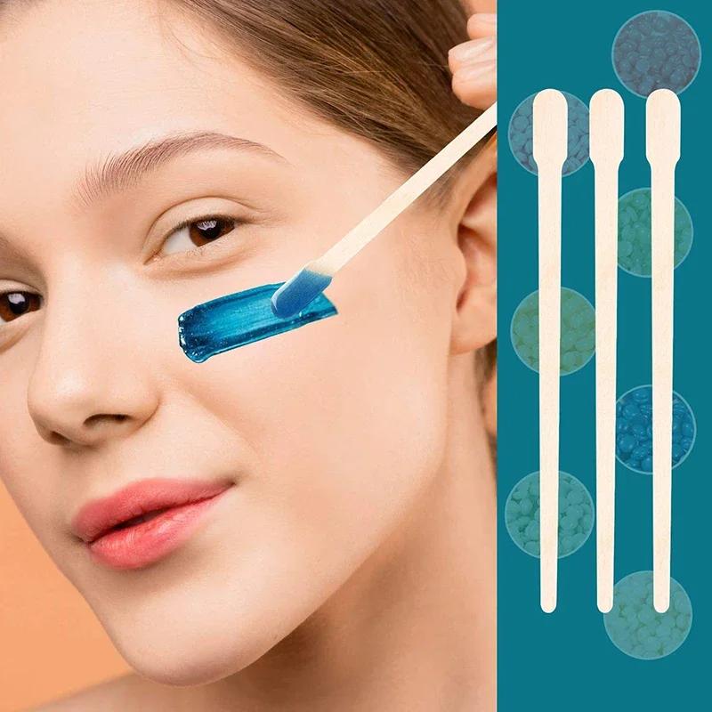 100Pcs Body Hair Removal Sticks Eyebrow Wax Sticks Wooden Waxing Spatulas Mini Eyebrow Waxing Spatulas Small Wooden Wiping Bar