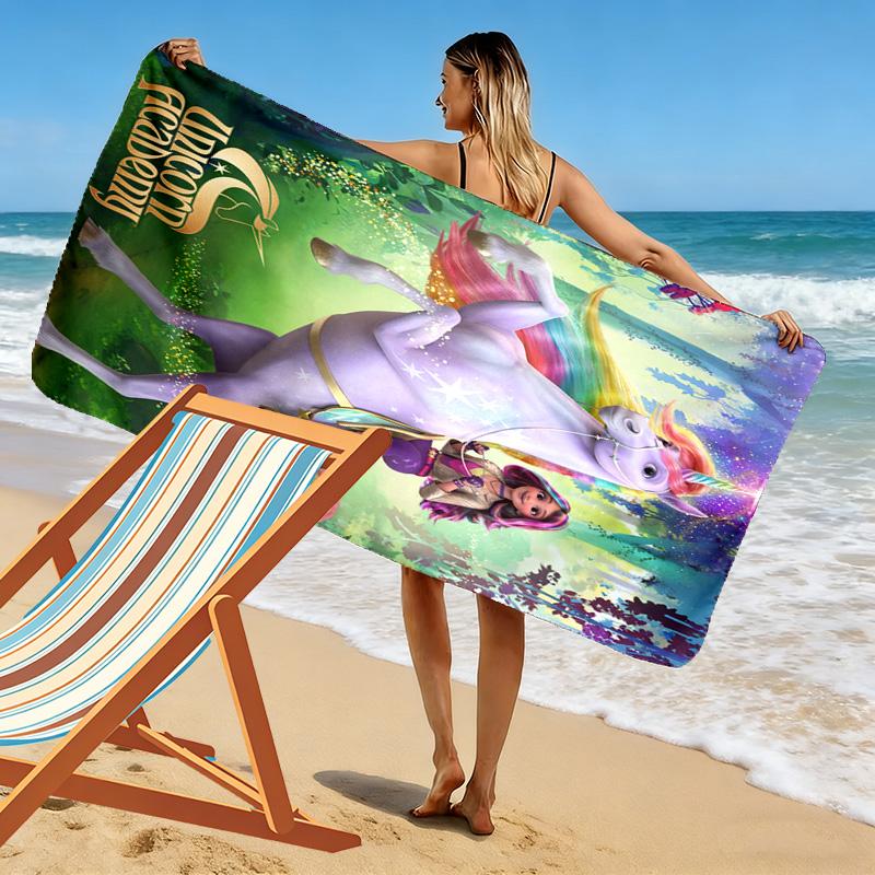 Asciugamano da Spiaggia Stampa Unicorn Academy, Asciugamano Grande Morbido Asciugatura Rapida per Spiaggia Campeggio Nuoto