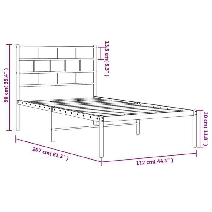 VidaXL Metal Bed Frame with White Headboard 107x203 Cm 355704