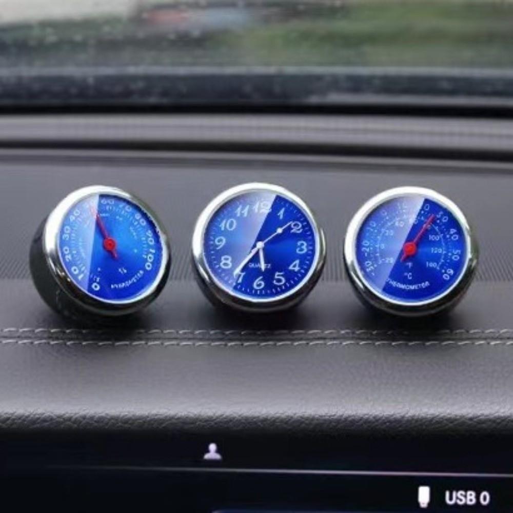 Lyser Upp Bilsmonterad Termometer 40 mm Diameter LED-display Digital Biltermometer Rund Panel Bilhygrometer Bilinteriör