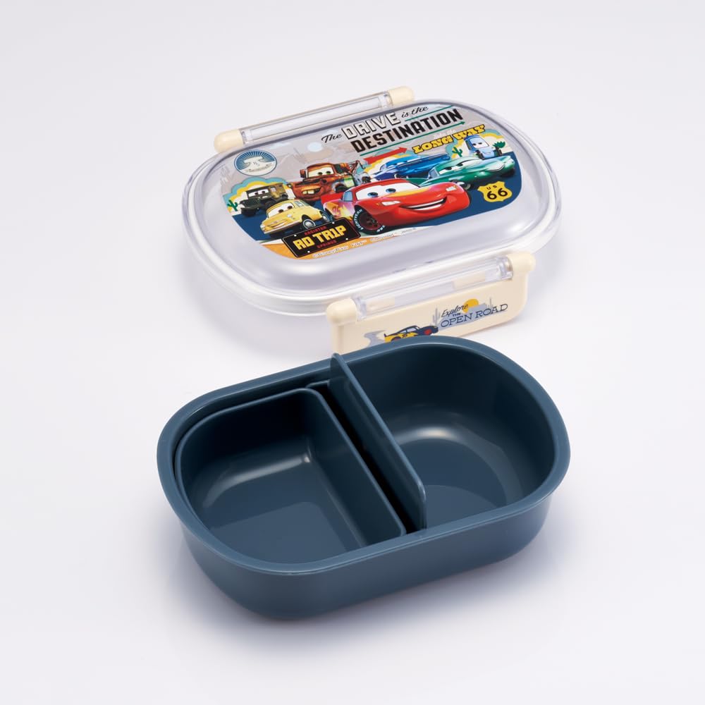 Skater Kids' Lunch Box, 1 Tier, 360ml, with Inner, Dome-Shaped, Perfect for Filling Kids' Lunches, Made in Japan, Disney Cars 24 Design, QAF2BAAG-A