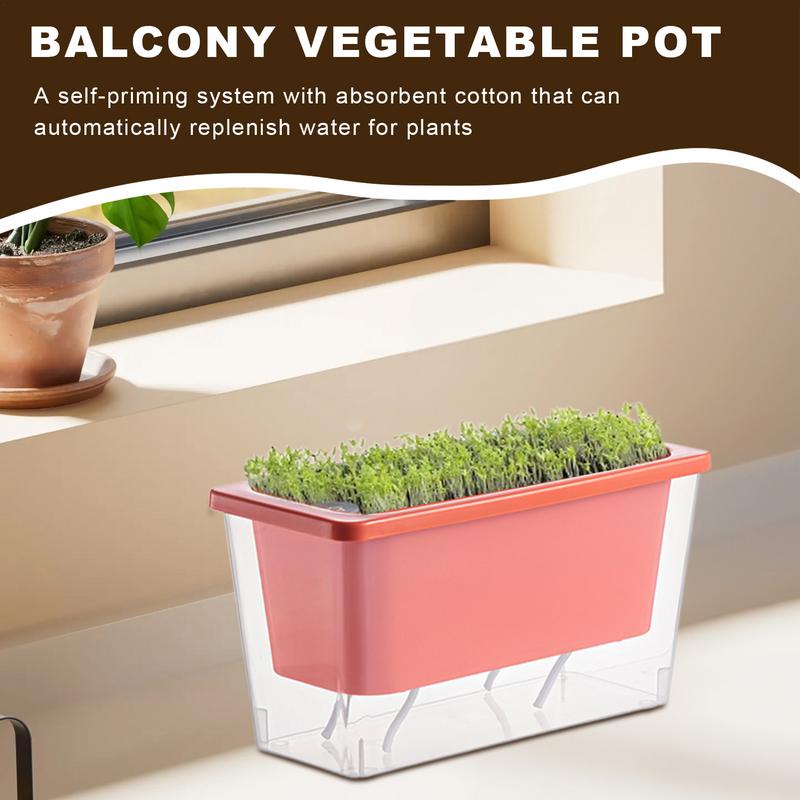 Balcony Vegetable Pot Narrow Rectangular Succulents Trough Planting Flower Pot Home Window Lazy Self-watering Flower Pot