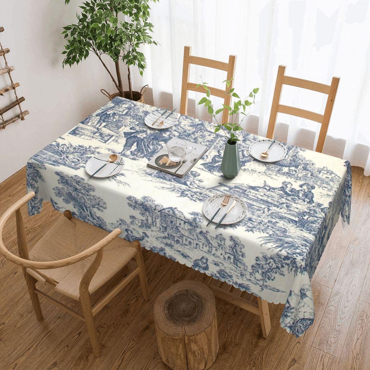 Toile De Jouy Nummer 2 Aangepaste Rechthoekige Waterdichte Oliebestendige Tafelkleed Tafelhoes voor Diner Evenementen Tafelkleed 137x183cm