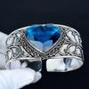 Londoner Topas Herz Edelstein Armband, Armreif Verstellbares Armband, 925 Sterlingsilber Schmuck, Verlobungsgeschenk, Londoner Topas Armband Neujahrsgeschenk