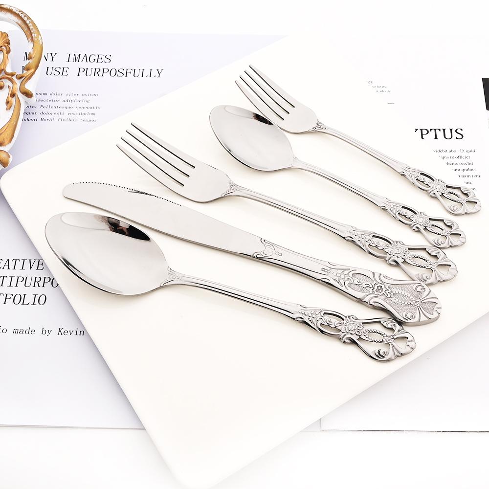 Service de vaisselle Vintage en argent, en acier inoxydable, couteau Royal, fourchette à thé, cuillère à café, argenterie, service de table occidental, 1 pièce