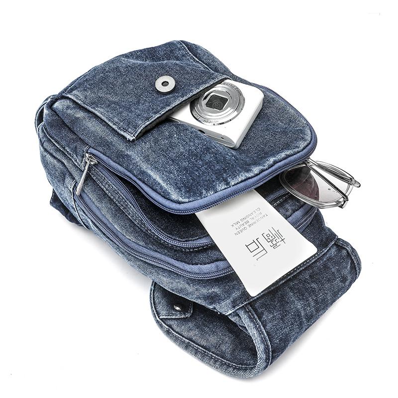 Vintage Denim Bag Multi-functional Chest Bag Women Backpack