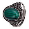 Personalized Retro Natural Colored Treasure Malachite Tiger Eye Blue Gold Gemstone Ring Women'S S925 Sterling Silver Index Finger Ring