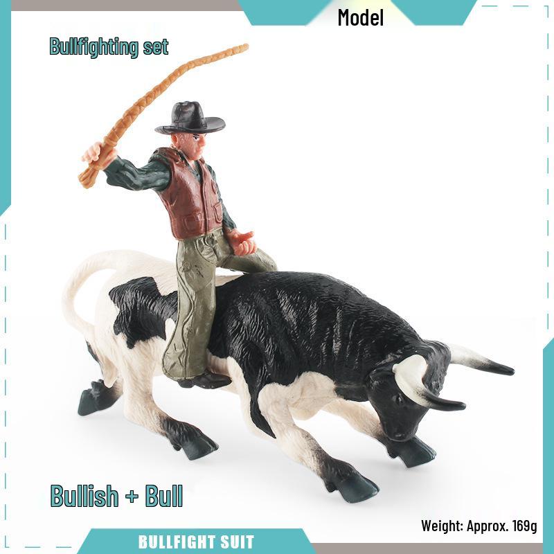 Spanish Bullfighting Set: North African Wild Bull & Tamed Bull Rider Figurine