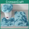 Tie Dye Non Slip Mat Fluffy Plush Bathroom Toilet Seat Cover Carpet 3 Set Piece