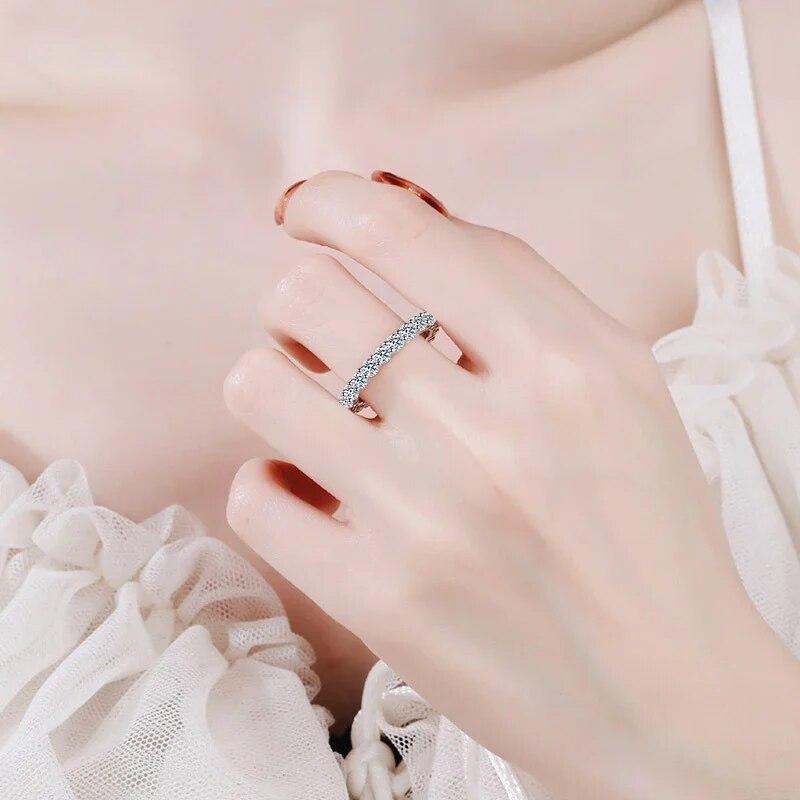 3 mm Moissanit-Diamantring aus Sterlingsilber 925 mit vergoldetem Ehering und Verlobungsring, Luxusschmuck für Damen