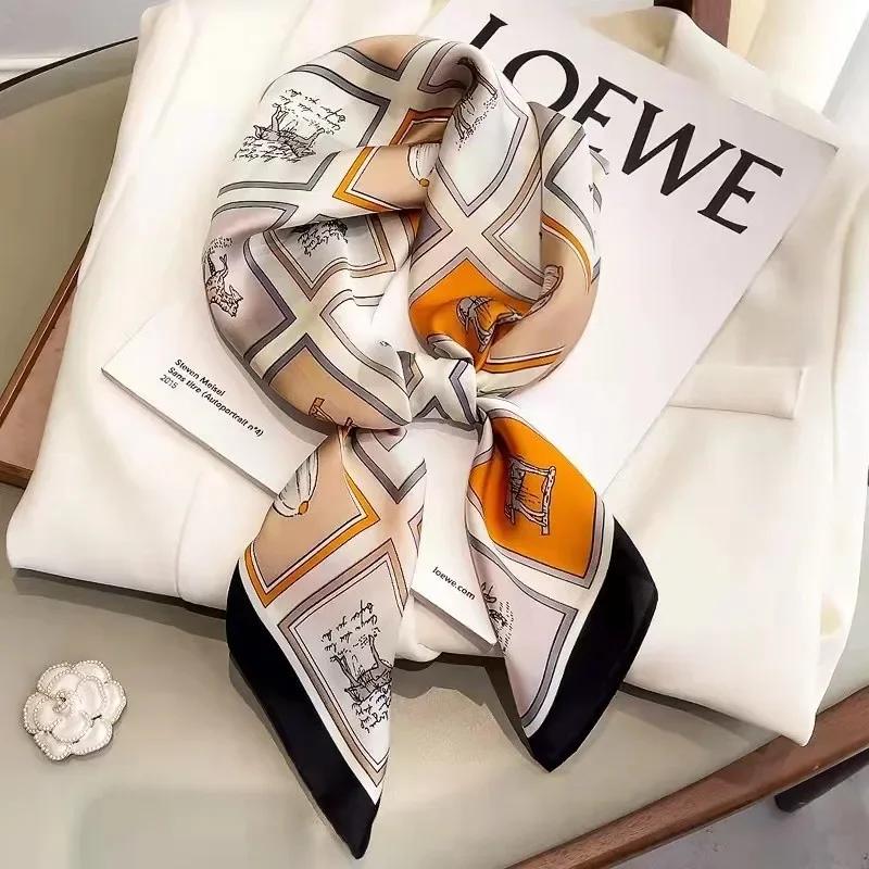 New Small Square Scarf Retro Three-dimensional Printing Silk Scarf Decoration Simulation Silk Scarf Headscarf Multi-purpose