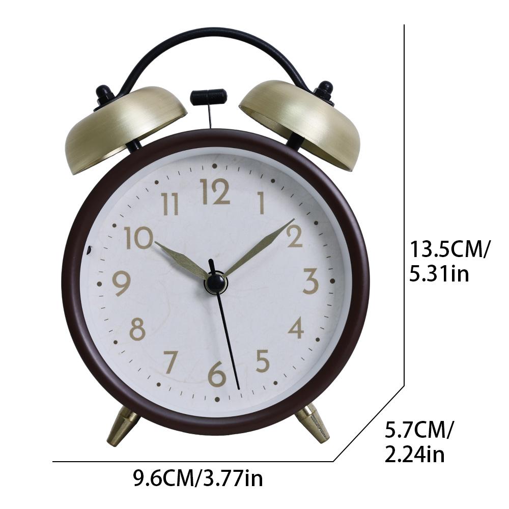Retro Iron Small Silent Alarm Clock Fashion Desktop Clock with Creative Hands Quartz Nightlight Timer (No Battery Included)