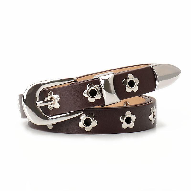 Punk Leather Belt For Women With Alloy Buckle And Adjustable Fit For Casual Street Style