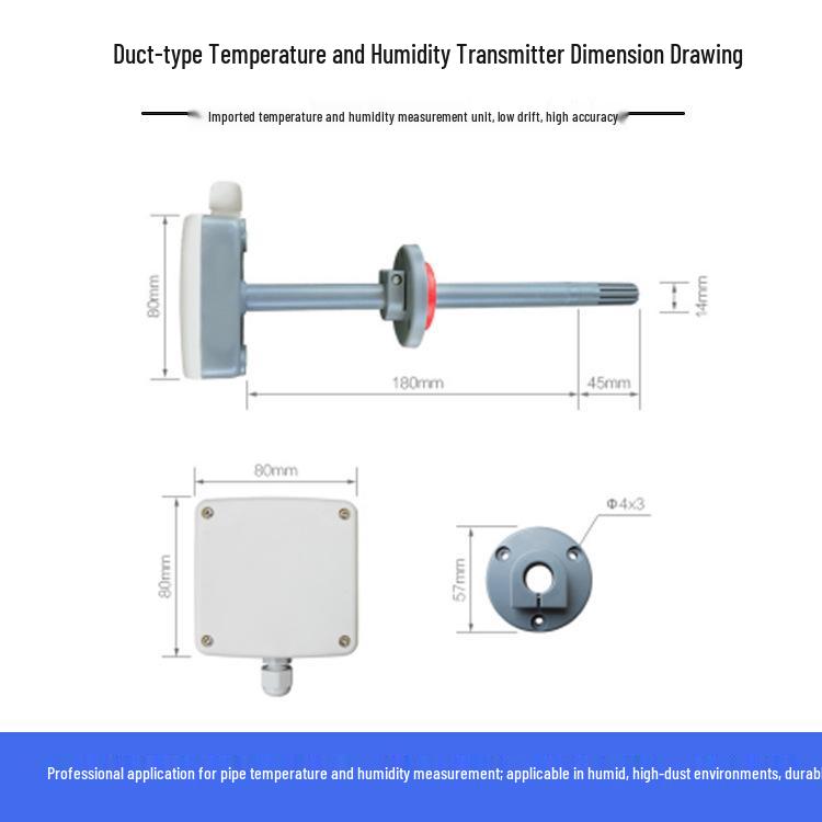 Duct Temperature & Humidity Transmitter | Pipe Analog RHT Sensor for Humid Areas