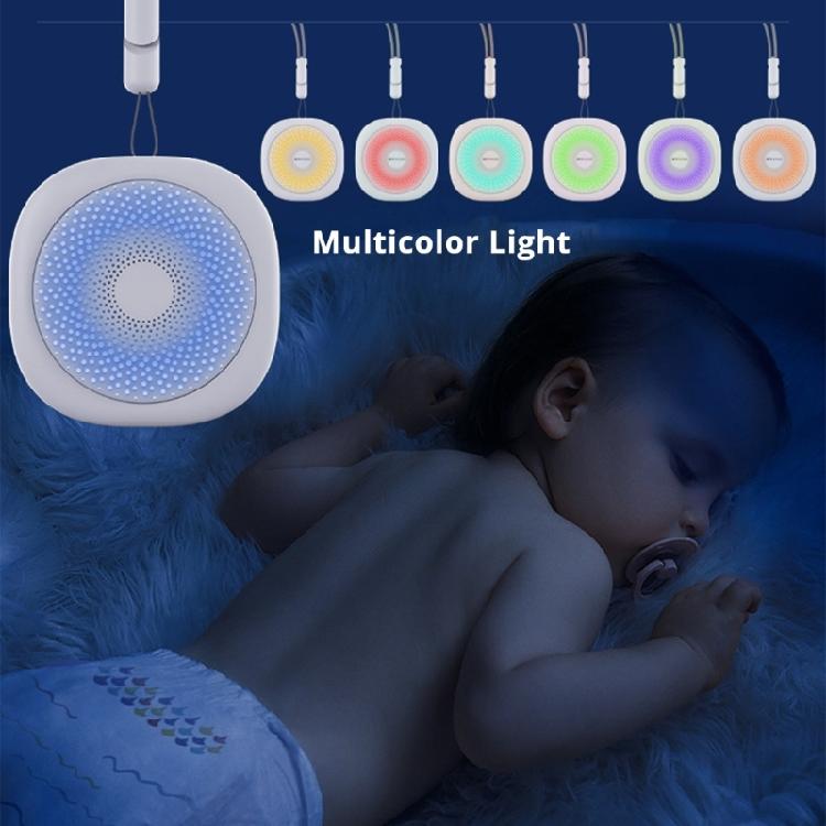 Kompaktowa Maszyna Dźwięków Białych do Pomocy w Zasypianiu 10 Relaksujących Dźwięków i 7 Kolorów Lampki Nocnej z Możliwością Ładowania przez USB dla Niemowląt i Dorosłych