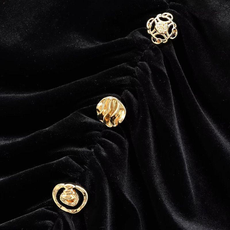 Kaslead New Arrival Women's Clothing Fashion Style Decorated Row Button Velvet V-neck Dress 9977185